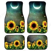 Sunflower Under The Moon Premium kvalitātes paklāja grīdas paklāji sieviešu automašīnām/kravas automašīnām, 4 daļ. komplekts automašīnas priekšpusē