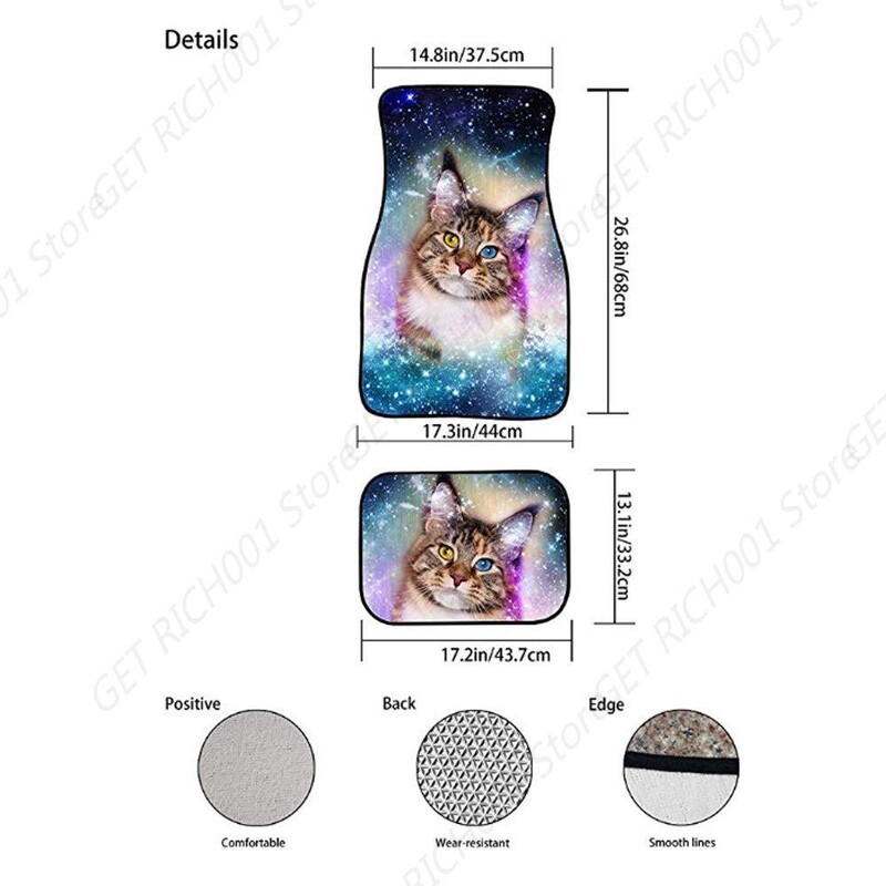 Sunflower Under The Moon Premium kvalitātes paklāja grīdas paklāji sieviešu automašīnām/kravas automašīnām, 4 daļ. komplekts automašīnas priekšpusē