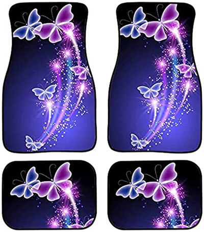 Purple Ice Silk Butterfly Printing Car Supplies Tape pentru picioare Europa și America Tampoane pentru mașină din cauciuc impermeabile 4BUC