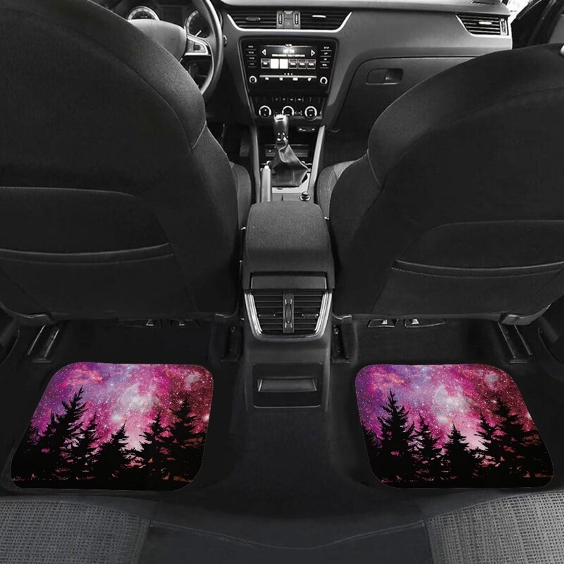 Forest Purple Galaxy Auto priekšējie aizmugurējie grīdas paklāji, universāli piemēroti automašīnas grīdas paklājiņi, 4 daļ. komplekts automātiskai