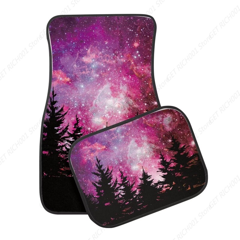 Forest Purple Galaxy Auto priekšējie aizmugurējie grīdas paklāji, universāli piemēroti automašīnas grīdas paklājiņi, 4 daļ. komplekts automātiskai