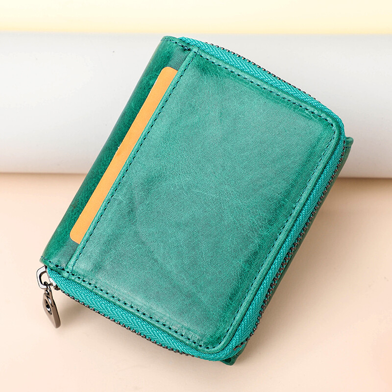 CONTACT'S Portofele scurte din piele naturală pentru femei, de designer de lux, cu fermoar, portmoneu, suport pentru card RFID, agrafă pentru bani, portofele pentru femei