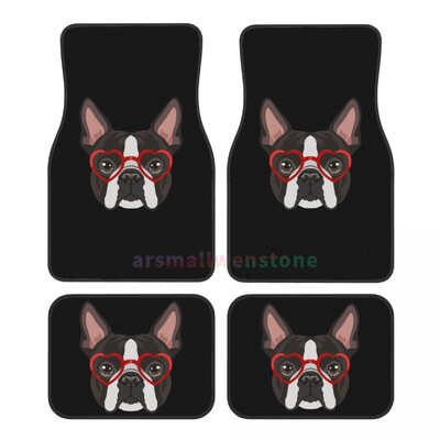 Cute French Bulldog 4BUC Crystal Velvet Covoraș pentru podea pentru mașină pentru femei, Covoraș pentru podea pentru mașină anti-fouling Accesorii pentru interiorul mașinii