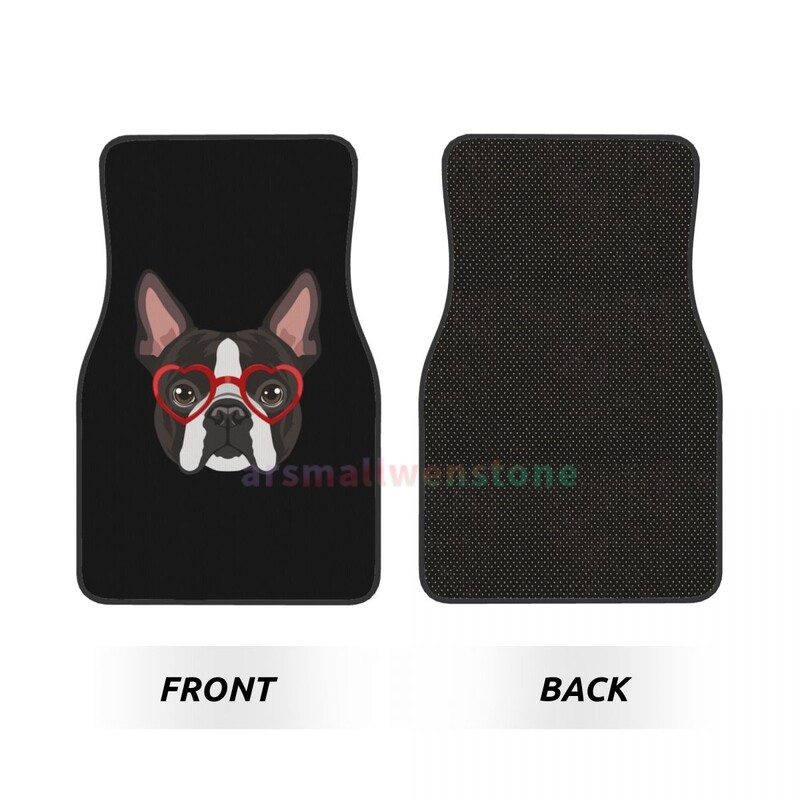 Slatki francuski buldog 4PCS Crystal Velvet ženska podna prostirka za automobile, podna prostirka za automobil protiv obraštanja Dodaci za unutrašnjost automobila