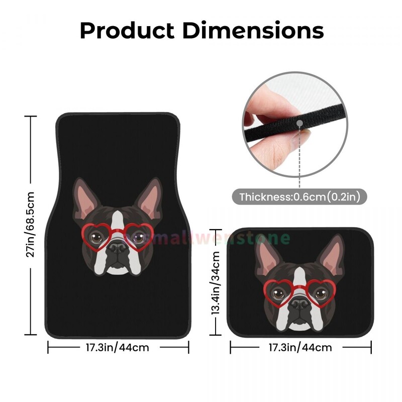 Slatki francuski buldog 4PCS Crystal Velvet ženska podna prostirka za automobile, podna prostirka za automobil protiv obraštanja Dodaci za unutrašnjost automobila