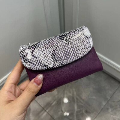 Portofel scurt din piele de vacă, cu model de șarpe, în 10 culori