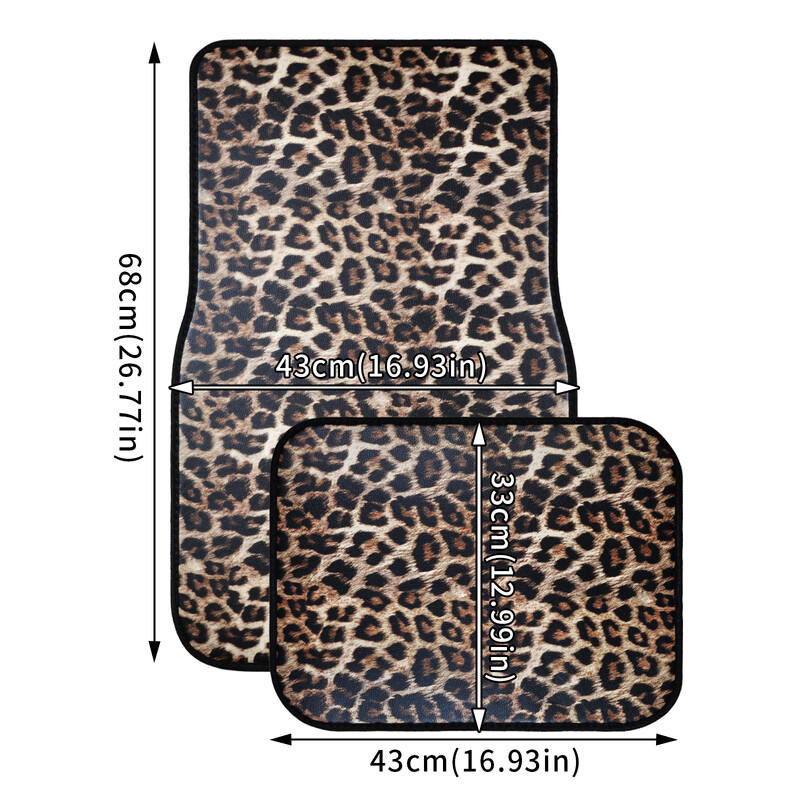 Covorașe decorative pentru podea auto cu imprimeu leopard, antiderapante, pentru toate vremea