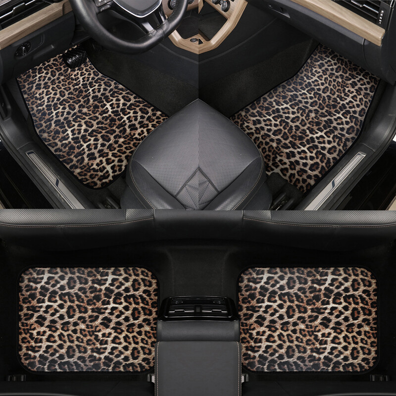 Covorașe decorative pentru podea auto cu imprimeu leopard, antiderapante, pentru toate vremea
