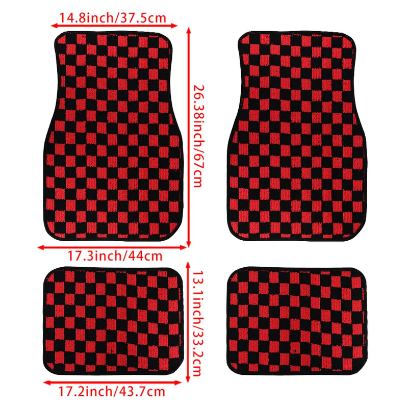 4 bucăți JDM Racing covoraș de pluș pentru podea, covoare pentru vehicule față spate, covoare universale pentru podea de mașină, covoare anti-alunecare pentru decorarea mașinii