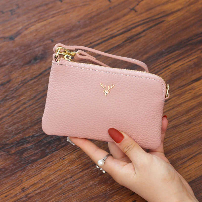 Portofele și portofele pentru monede din piele naturală pentru femei 2025, la modă, fermoar, suport pentru carduri de credit, portofel, scurtă, pentru dama, de designer