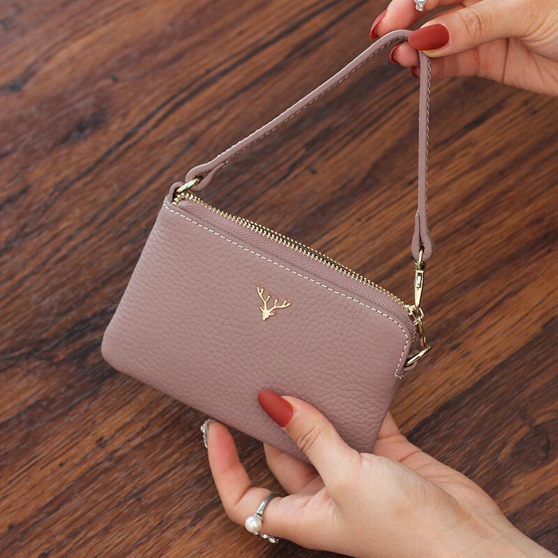 Portofele și portofele pentru monede din piele naturală pentru femei 2025, la modă, fermoar, suport pentru carduri de credit, portofel, scurtă, pentru dama, de designer