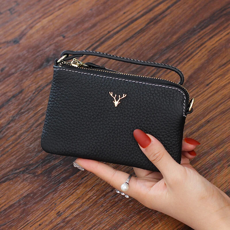 Portofele și portofele pentru monede din piele naturală pentru femei 2025, la modă, fermoar, suport pentru carduri de credit, portofel, scurtă, pentru dama, de designer