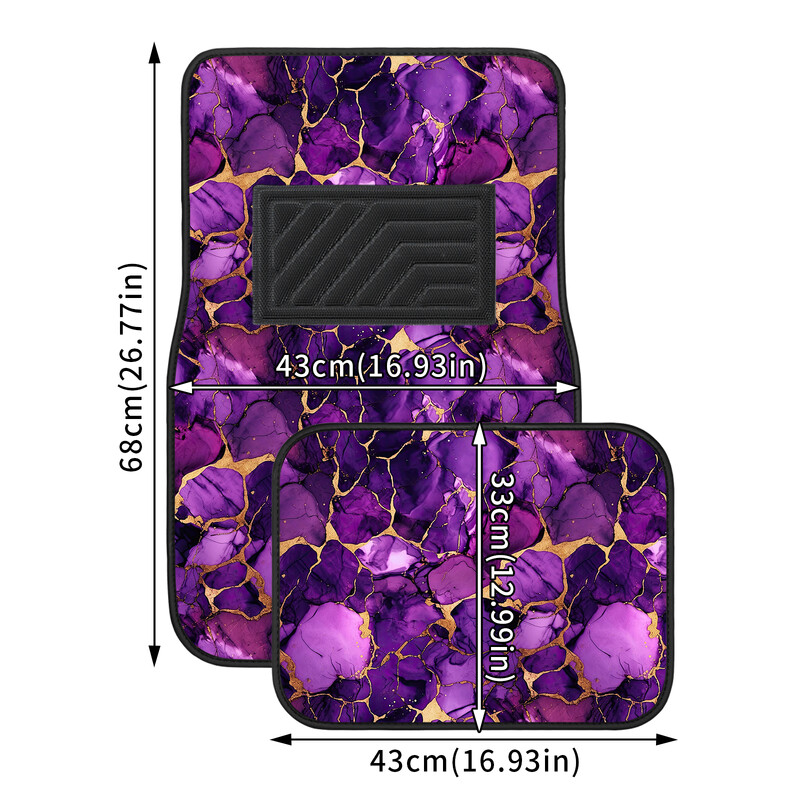 Covor de podea pentru mașină cu granule de marmură mov Set complet, antiderapant, pentru orice vreme