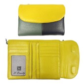 Torbica za novčiće, mekana, prava goveđa koža, trostruko presavijeni kratki mali novčanik, ženski patchwork držač kartice s magnetnim gumbima, organizator, novčanici