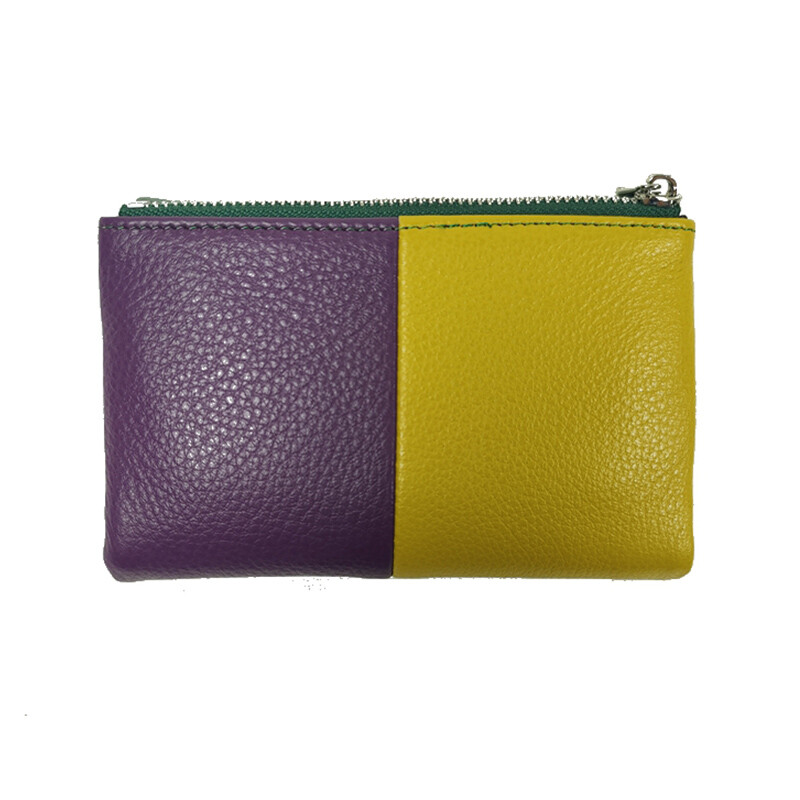 Torbica za novčiće, mekana, prava goveđa koža, trostruko presavijeni kratki mali novčanik, ženski patchwork držač kartice s magnetnim gumbima, organizator, novčanici