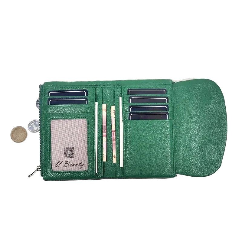 Torbica za novčiće, mekana, prava goveđa koža, trostruko presavijeni kratki mali novčanik, ženski patchwork držač kartice s magnetnim gumbima, organizator, novčanici