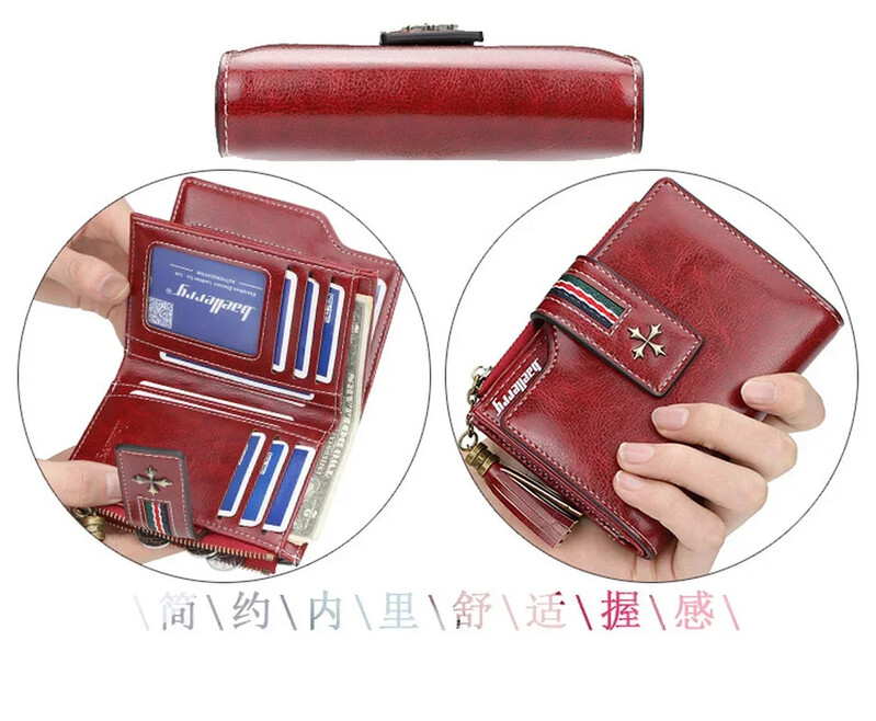 Portofel din piele din ceară cu ulei de modă, pentru femei, cu fermoar mic și cu fermoar, poșetă pentru monede, de înaltă calitate, pentru card de credit, scurt