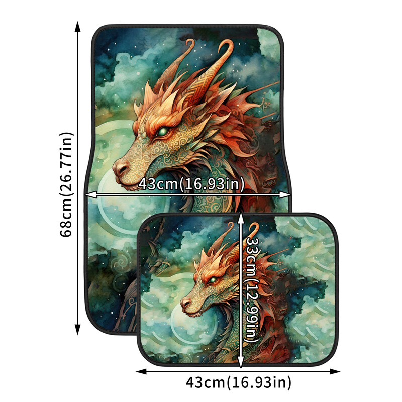 Univerzális Dragon mintás autós padlószőnyeg, csúszásmentes, tartós Four Seasons autószőnyeg Könnyen tisztítható és kopásálló padlószőnyeg