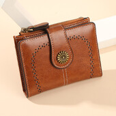 Portofel cu perie antifurt pentru femei 2025 portofel nou din piele ceară cu ulei cu sloturi multiple pentru carduri, portofel zero, european și american