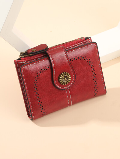 Portofel cu perie antifurt pentru femei 2025 portofel nou din piele ceară cu ulei cu sloturi multiple pentru carduri, portofel zero, european și american