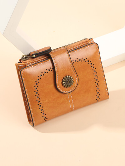 Portofel cu perie antifurt pentru femei 2025 portofel nou din piele ceară cu ulei cu sloturi multiple pentru carduri, portofel zero, european și american