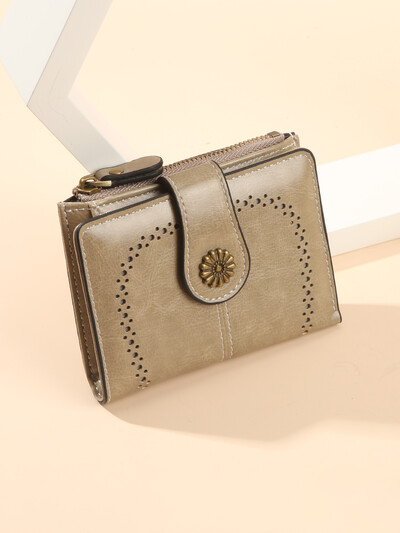 Portofel cu perie antifurt pentru femei 2025 portofel nou din piele ceară cu ulei cu sloturi multiple pentru carduri, portofel zero, european și american