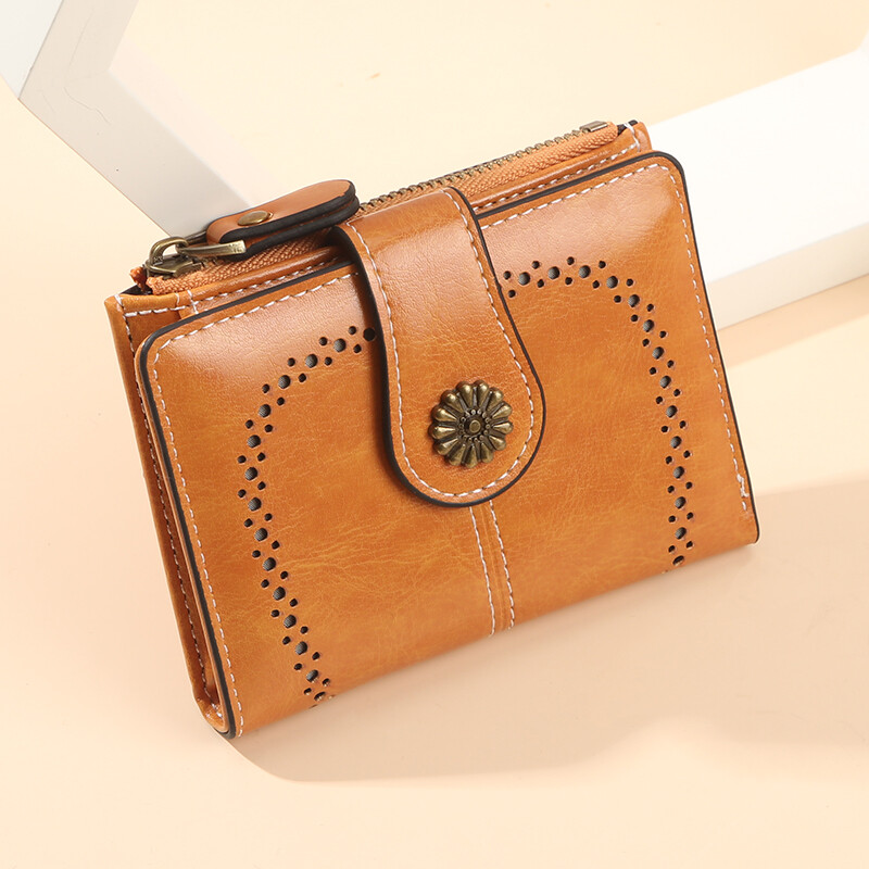 Portofel cu perie antifurt pentru femei 2025 portofel nou din piele ceară cu ulei cu sloturi multiple pentru carduri, portofel zero, european și american