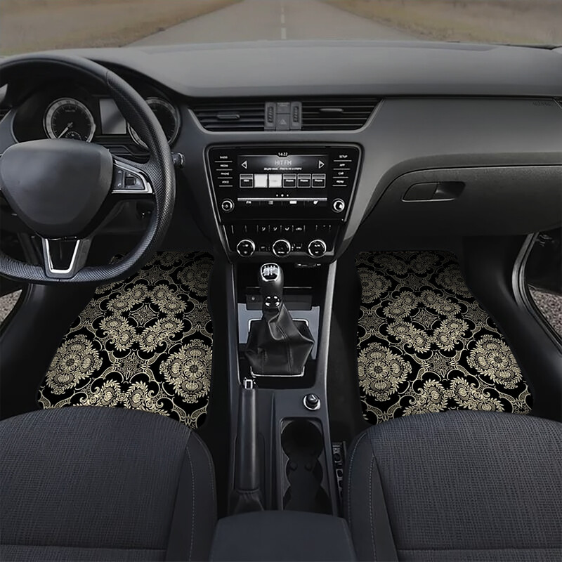 4 bucăți covorașe universale, impermeabile, anti-alunecare, față, spate, cu imprimeu floral, covorașe auto, rezistente la uzură.