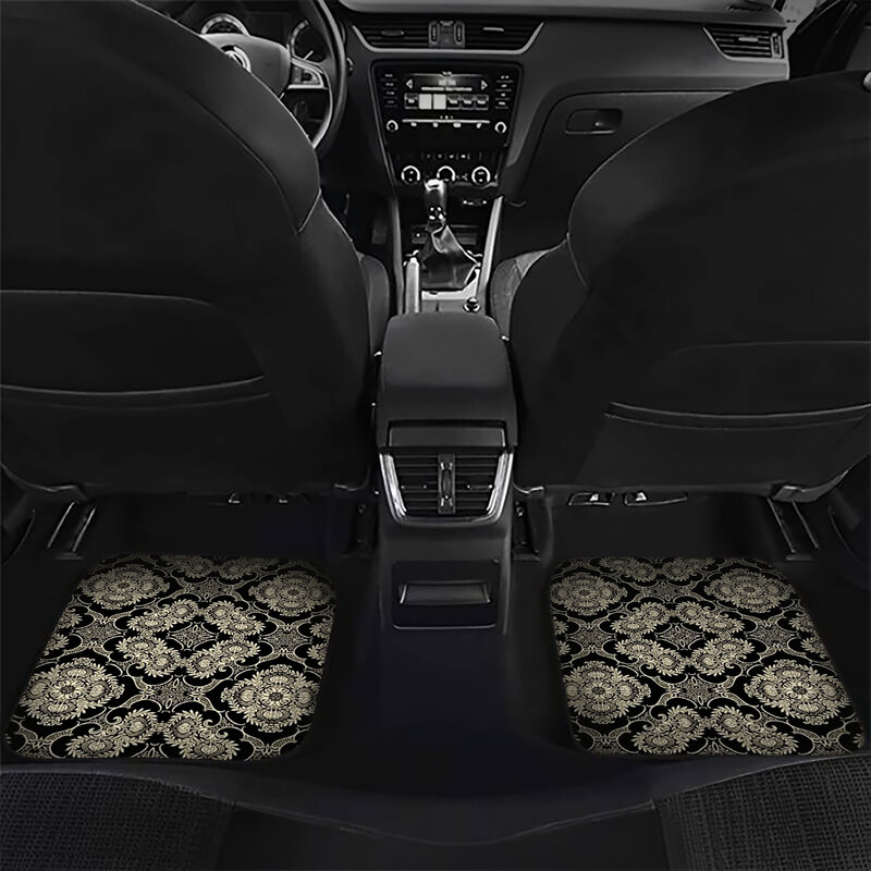 4 bucăți covorașe universale, impermeabile, anti-alunecare, față, spate, cu imprimeu floral, covorașe auto, rezistente la uzură.