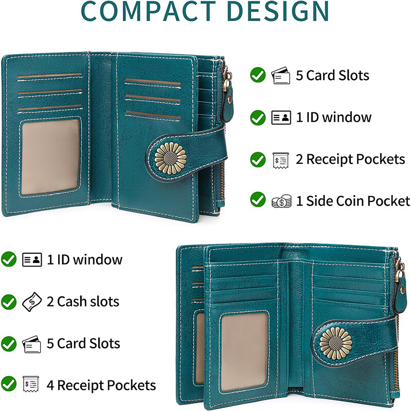 Portofel RFID la modă din piele naturală Poșetă pentru femei Suport card de credit Poșetă pentru femei cu fermoar Portofel scurt Poșetă casual pentru monede