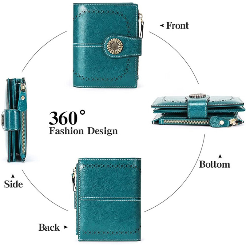 Portofel RFID la modă din piele naturală Poșetă pentru femei Suport card de credit Poșetă pentru femei cu fermoar Portofel scurt Poșetă casual pentru monede