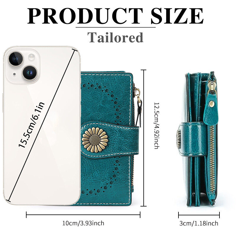 Portofel RFID la modă din piele naturală Poșetă pentru femei Suport card de credit Poșetă pentru femei cu fermoar Portofel scurt Poșetă casual pentru monede