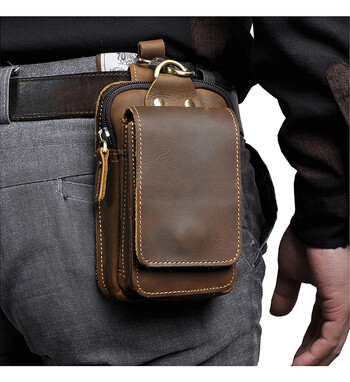 Луксозен моден оригинален кожен мъжки ретро колан за пътуване Fanny Waist Bag Pack Design Bum Hip Bag 6,5\