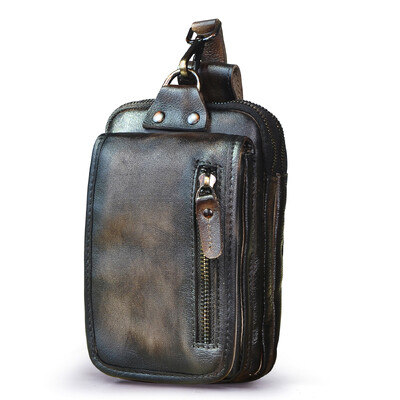 Trend de lux din piele originală pentru bărbați, curea de călătorie de epocă, pachet de geantă cu design pentru șold, husă pentru telefon de 6,5 inci, pentru bărbați 1609