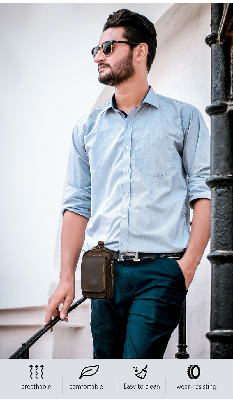 Trend de lux din piele originală pentru bărbați, curea de călătorie de epocă, pachet de geantă cu design pentru șold, husă pentru telefon de 6,5 inci, pentru bărbați 1609