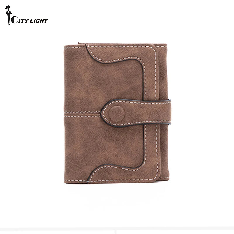 Portofele scurte pentru femei Poșete din piele PU pentru femei Portafete din nubuc Portafel pentru femei Vintage Portofel mic cu fermoar cu monedă pură