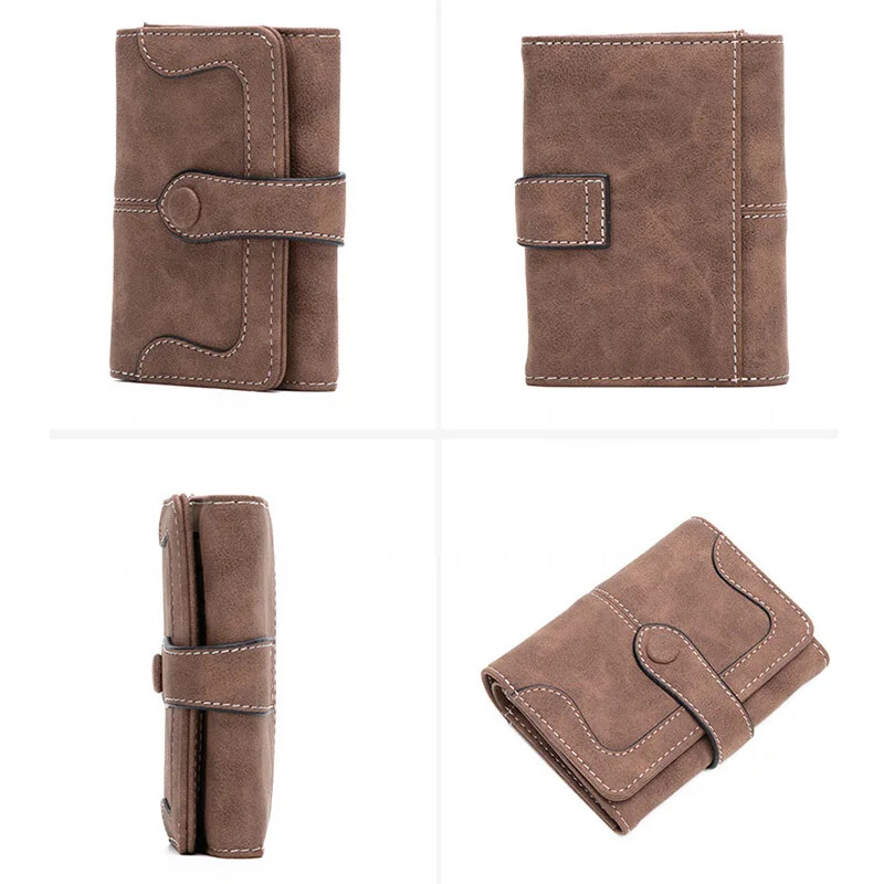 Portofele scurte pentru femei Poșete din piele PU pentru femei Portafete din nubuc Portafel pentru femei Vintage Portofel mic cu fermoar cu monedă pură