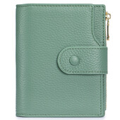 Suport de card compact pentru femei, cu blocare RFID, din piele naturală, cu 2 ferestre de identitate