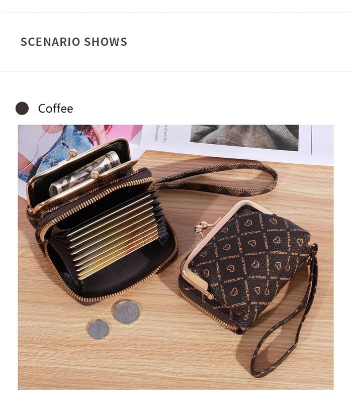 Portofel nou Curea de mână pentru femei Portofel scurt, cu flori veche, zero, de capacitate mare, geantă pentru monede, literă, cu mai multe carduri, cu carduri, agrafă pentru bani