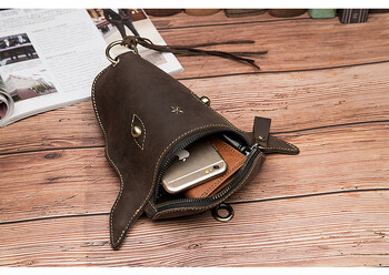 Thick Crazy Horse Кожена мъжка ретро колан за пътуване Fanny Waist Bag Pack Design Hook Bum Hip Bag 6\