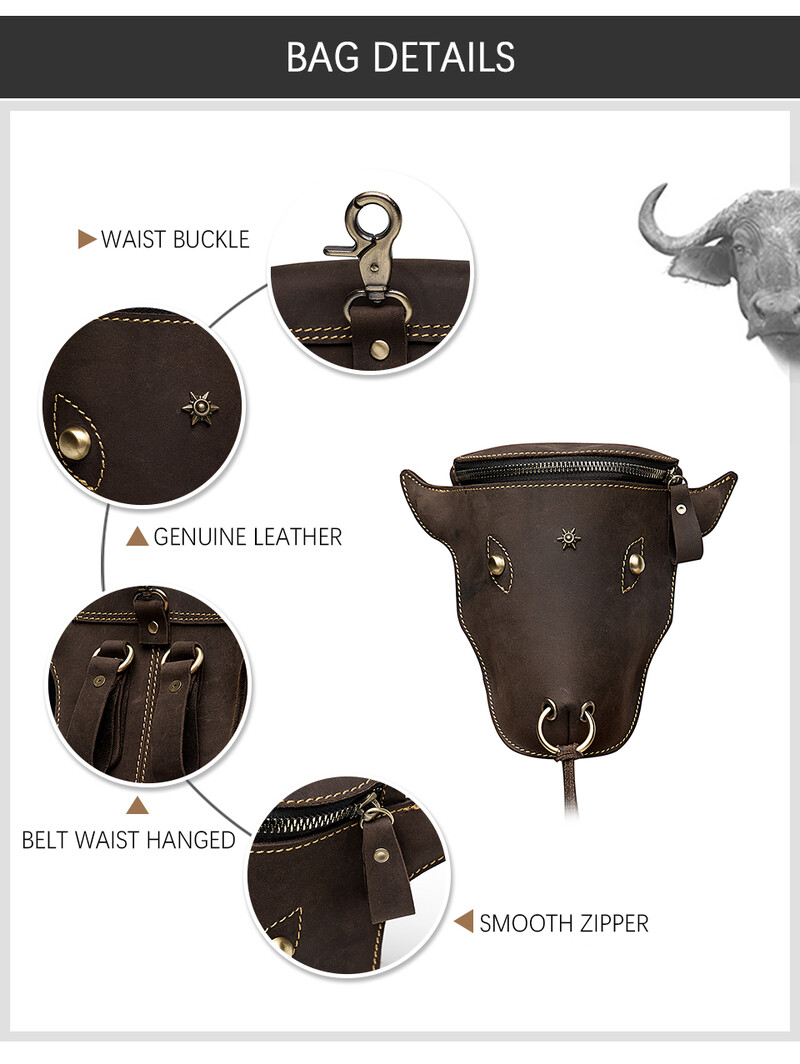 Biezs Crazy Horse Ādas vīriešiem Retro ceļojumu jostas Fanny jostas somas komplekts Design Hook Bum Hip Bag 6" tālruņa cigarešu maisiņš, vīrietis 835