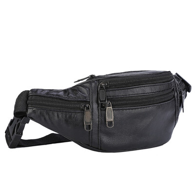 Ādas vīriešu vidukļa krūšu soma Plāna āra sporta Taktiska vīriešu maza skriešana Fanny Pack Crossbody krūtīm naudas jostas somas