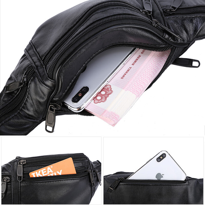 Ādas vīriešu vidukļa krūšu soma Plāna āra sporta Taktiska vīriešu maza skriešana Fanny Pack Crossbody krūtīm naudas jostas somas