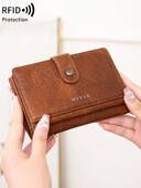 Portofel de femei din piele PU retrotrei ori cu capacitate mare portofel scurt la modă și portabil carte de credit IDcard geantă pentru femei