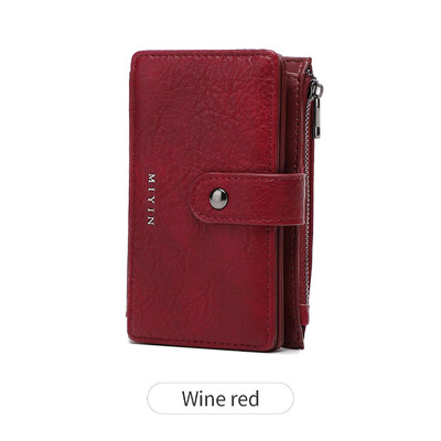 Portofel de femei din piele PU retrotrei ori cu capacitate mare portofel scurt la modă și portabil carte de credit IDcard geantă pentru femei