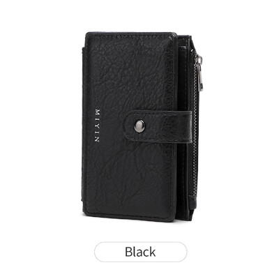 Portofel de femei din piele PU retrotrei ori cu capacitate mare portofel scurt la modă și portabil carte de credit IDcard geantă pentru femei