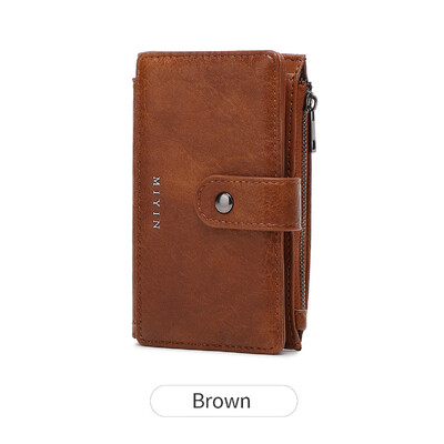 Portofel de femei din piele PU retrotrei ori cu capacitate mare portofel scurt la modă și portabil carte de credit IDcard geantă pentru femei