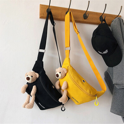 Cute Bear Sieviešu vidukļa soma Augstas kvalitātes audekla jostas somas Dizaina krusteniska krūšu soma sievietēm Solid Fanny Pack Banānu gurnu somiņa