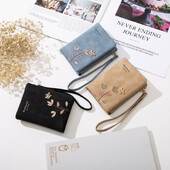 Portofel mic de modă, cu flori proaspete, pentru femei, din piele moale, pentru doamnă, portofel de designer scurt pentru femei, cartera cu mânecă