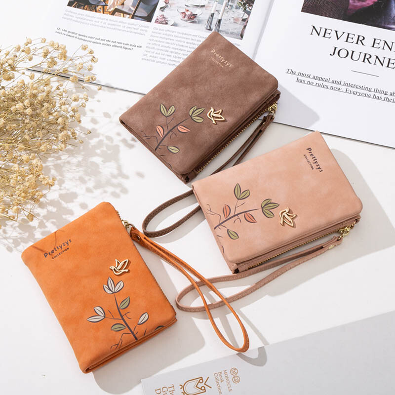 Portofel mic de modă, cu flori proaspete, pentru femei, din piele moale, pentru doamnă, portofel de designer scurt pentru femei, cartera cu mânecă